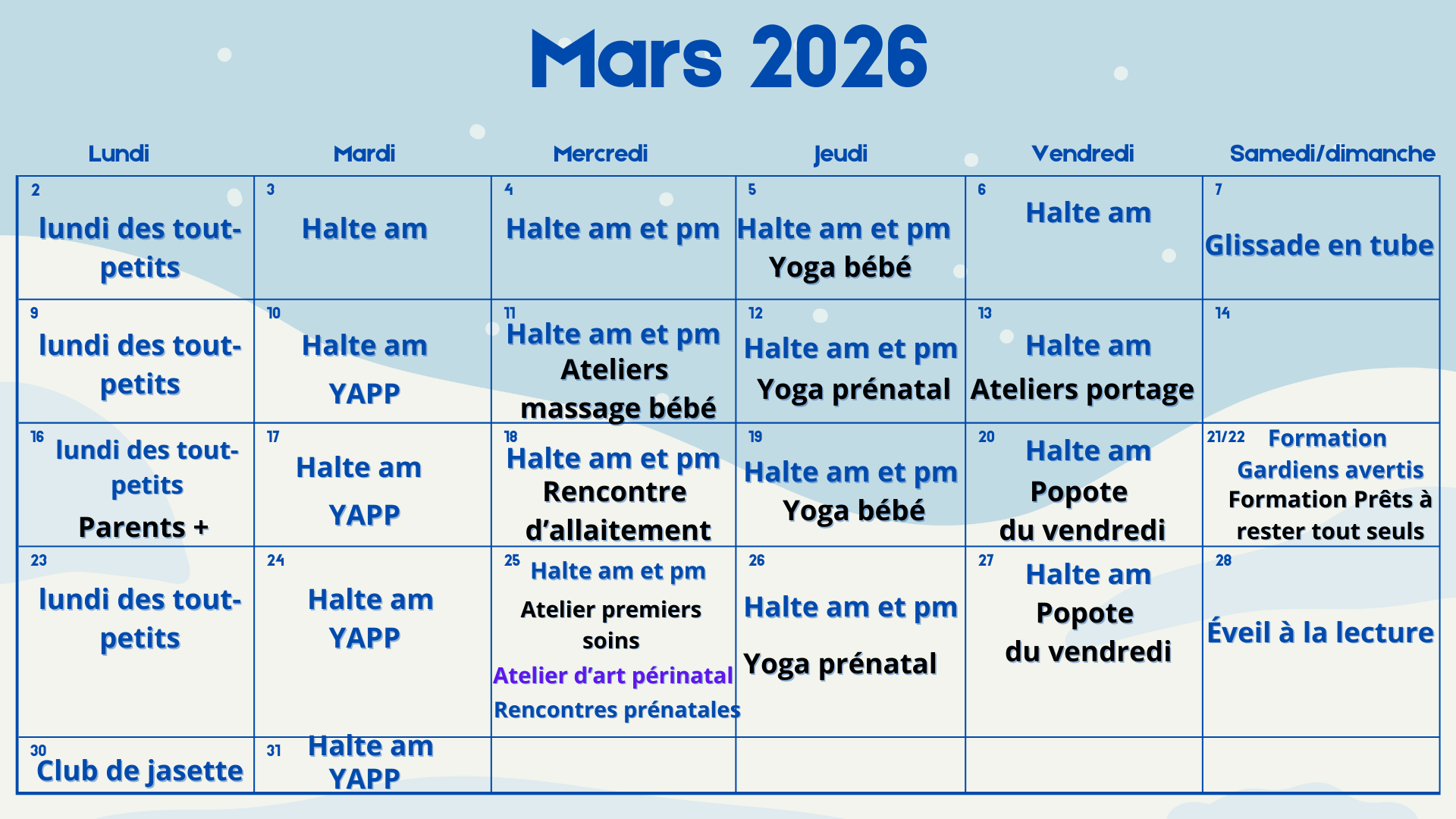 Calendrier Décembre 2024